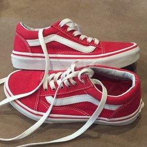 Kids Red Vans sneaker tennis shoes